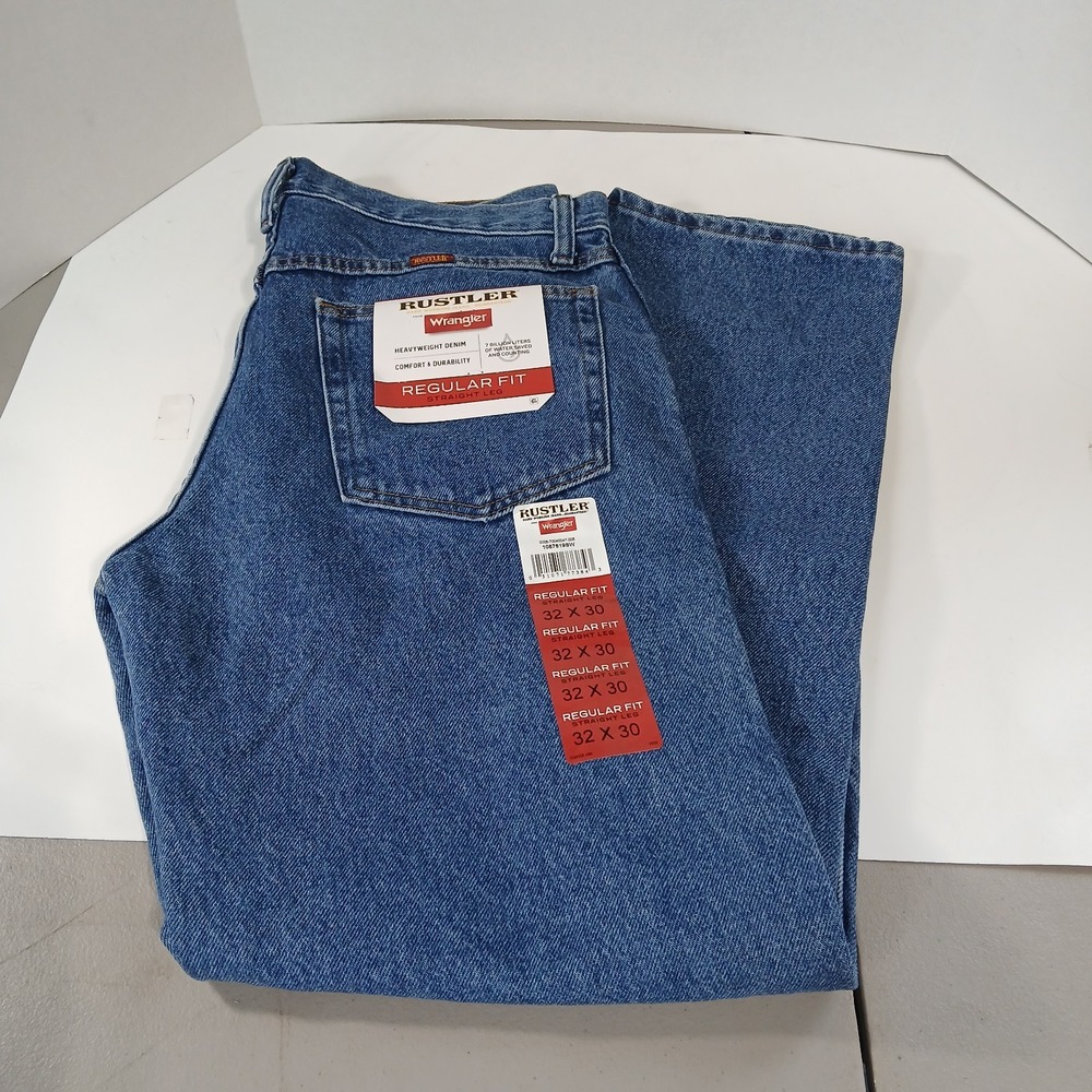 New Rustler Jeans Men's 32 X 30 Straight Leg Regular Fit Blue Heavyweight Denim